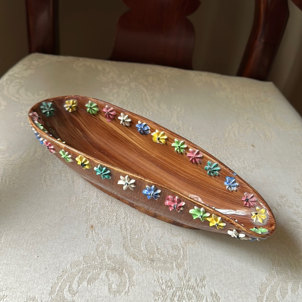 Vintage Elbee Italy Mid Century Modern pottery bowl, candy dish, 1950s